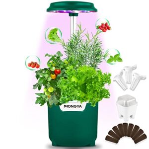 Hydroponics Growing System, Mini Indoor Hydroponic Garden with Grow Light, Indoor Garden Germination Kit with Auto Timer, Height Adjustable, Cute and Stylish Gardening Gift for Kids and Family
