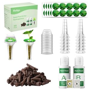 128 pcs Seed Pod Kit for Aerogarden, Grow Anything Kit for Hydroponics, Hydroponics Supplies with 50 Grow Sponges, a&b Hydroponic Nutrient Plant Food, 50 Pod Labels, Compatible with IDOO, QYO, LYKO