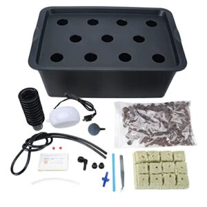 HighFree Hydroponics Growing System for Plants Herb Garden Starter Set 11 Sites DIY Self Watering Indoor Hydroponics Tools with Large Bubble Stone Rockwool Bucket Air Pump (11 Sites – Black)
