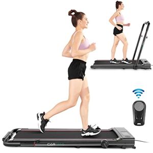CAROMA Under Desk Treadmill 2 in 1 Folding Treadmill 2.5HP Running Machine for Home Office Apartment Gym with Remote Controlled LCD Display&Bluetooth Speaker|Installation-Free (Black)