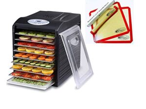 Samson “Silent” 9 Stainless Steel Tray Dehydrator with Digital Timer and Temperature Control for Fruit, Vegetables, Beef Jerky, Herbs, Dog Treats, Fruit Leathers and More PLUS 9 Samson Silicone Sheets