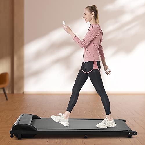 Treadmill 2 in 1 Under Desk Treadmill 2.25HP Walking Pad Treadmill, Walking Jogging for Home with LED Display, Remote Control, Installation-Free (Black) | The Storepaperoomates Retail Market - Fast Affordable Shopping