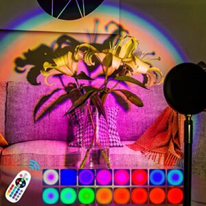 osome Sunset Lamp Projector for Room,LED Sunset Projection Night Light with Remote Control 16 Colors,Photography/Selfie/Home/Living Room/Bedroom Decor,Romantic Visual Sunset Projection Lamp