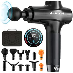 Avkuai Massage Gun, Upgrade 14mm Deep Tissue Percussion Muscle Massager Gun for Pain Relief, Relaxation, and Athletes After Exercise Recovery, Long Battery Life, Christmas Gifts for Men (Black)