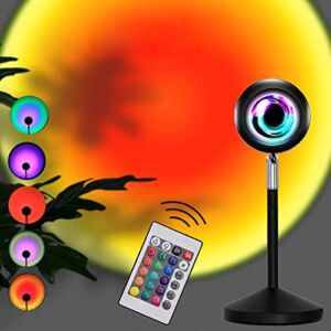 NULIPAM Sunset Lamp Projector, Rainbow Projection Night Light, 16 Colors with Remote Control, UFO Shape USB 180 Degree Rotation for Photography Selfie Living Room Bedroom Decor