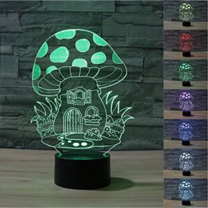 SUPERNIUDB Cute Mushroom 3D Night Light 7 Color Change LED Table Lamp Xmas Toy Gift