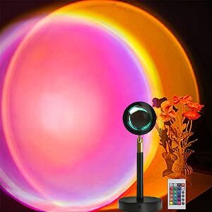 Sunset Projection Lamp,16 Colors Projector Lights Rotation Rainbow Projection Lamp 180 Degree USB Charging Lighting, Romantic Sunset Lamp for Self-Media Light, Romantic Family Atmosphere Light