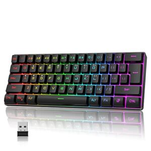 RedThunder 60% Wireless Gaming Keyboard, RGB Backlit Ultra Compact Mini Keyboard, Ergonomic Waterproof Mechanical Feeling Keyboard for PC, MAC, PS4, Xbox ONE Gamer