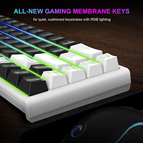 NPET K62 60% Wired Gaming Keyboard, RGB Backlit Ultra-Compact Mini Keyboard, Waterproof Small Compact 68 Keys Keyboard for PC/Mac Gamer, Typist, Travel, Easy to Carry on Business Trip(Black White) | The Storepaperoomates Retail Market - Fast Affordable Shopping