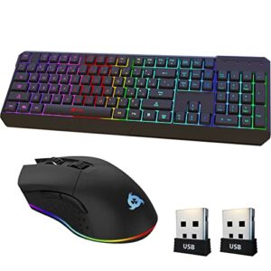 KLIM Blaze & Chroma Wireless Bundle – New 2022 Wireless Gaming Keyboard and Mouse Combo – Responsive, Durable, Ergonomic – Backlit Keyboard + RGB Gaming Mouse Wireless + Long-Lasting Built-in Battery