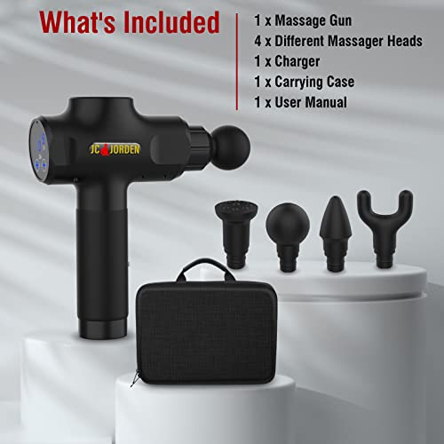 jc jorden Massage Gun, Deep Tissue Percussion Muscle Electric Digital Display Massage for Athletes, 6 Variable Speeds with 4 Massage Heads and Carrying Case, Black | The Storepaperoomates Retail Market - Fast Affordable Shopping