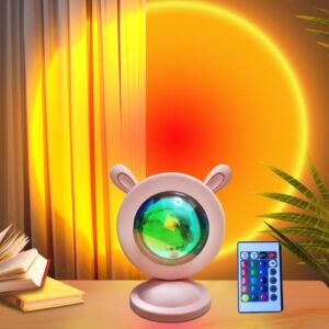 Sunset Lamp Sunlight Projection Lamp 7W 16 Colors, USB UFO Sun Lamp, LED Rainbow Light Night Lights Projector for Gifts Photography, Vlog, Party, Bedroom, Home Decor, Living Room, Tiktok Selfie