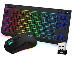 KLIM Duo – New 2022 Wireless Gaming Keyboard and Mouse Combo – Compact, Durable, Ergonomic – Silent Backlit TKL Keyboard + RGB Gaming Mouse Wireless + Long-Lasting Built-in Battery