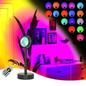 Sunset Lamp Projector 16 Color LED Rainbow Sunset Light Projection Remote Control Floor Stand Sun Night Light for Home Party Living Room Bedroom Decor