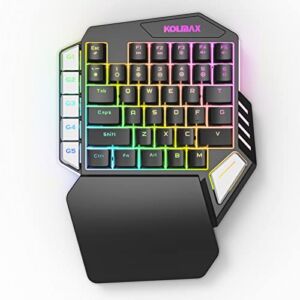 KOLMAX V2 One-Handed Mechanical Gaming Keyboard,Type-C Professional Gaming Keypad with 5 Macro Keys Rainbow Backlit 41 Keys Portable Keyboard with Wrist Rest for PC Gamer Support Pro Driver Software