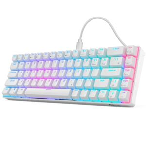 RK ROYAL KLUDGE RK68 (RK855) Wired 65% Mechanical Keyboard, RGB Backlit Ultra-Compact 60% Layout 68 Keys Gaming Keyboard, Hot Swappable Keyboard with Stand-Alone Arrow/Control Keys, Red Switch, White