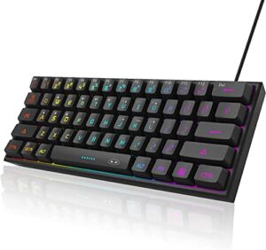 Mini 60% Gaming Keyboard, RGB Backlit 61 Key Ultra-Compact Keyboard, MageGee TS91 Ergonomic Waterproof Mechanical Feeling Office Computer Keyboard for PC, MAC, PS4, Xbox ONE Gamer(Black)