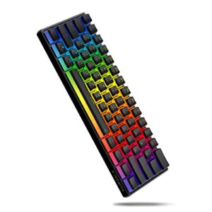 RGB Backlit 60% Mechanical Gaming Keyboard, Tezarre Mini Compact 61 Keys Wired Office PC Keyboard with with PBT Pudding Keycaps,Fully Programmable