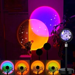 Sunset Lamp Projector LED Night Light Projection,180 Degree Rotation Rainbow USB Projection Lamp, Romantic Visual LED Light for Home Party Living Room Bedroom Decor