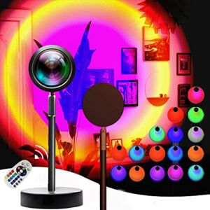 Rebcass Sunset Lamp Projector Rainbow Light 16 Color in 1 Sunset Projection Lamps Remote Control Photography/Selfie/Home/Living Room/Bedroom Decor