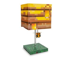 Minecraft Yellow Bee Nest Block Desk Lamp with 3D Bee Puller | Nightstand Table Lamp with LED Mood Light for Bedroom, Desk, Living Room, Playroom | Home Decor Kids Room Essentials | Video Game Gifts
