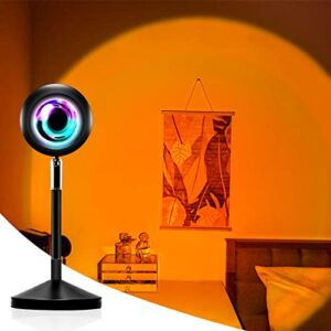 PITCH + PULSE Sunset Projector Lamp, Sunset Lamp 16 Colors with Remote Control, 180 Degree Rotation USB Night Light for Photography Selfie Living Room Bedroom Décor