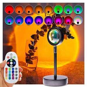 Wallerey Sunset Lamp – Sunset Lamp Multiple Colors, 360° Adjustable Sunset Projection Lamp with Upgraded Remote Control, Romantic LED Sunset Lamp Projector for Room/Party/Photography, Gift for Women