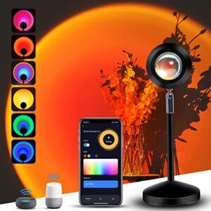 PANAMALAR Smart WiFi Sunset Lamp 16 Million Multiple Colors, Sunset Projection Lamp with App Control/Alexa/Timer, LED Sunset Projector Rainbow Night Light for Bedroom Home Selfie Photography Gift
