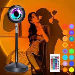 Paraselene Sunset Lamp, Sunset Projector lamp, 16 Colors Night Light for Living Room Bedroom Decoration, Photography, Selfie, Tiktok.Smart Control, Multiple Colors (with Remote Control)