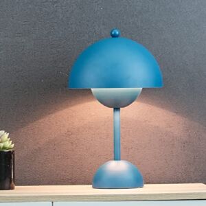 Rickaron Mushroom Table Lamps 12” Navy Blue Mushroom Touch Control Desk Lamp Bedside Small Lovly Flower Bud Design Modern Night Light *No Lightbulb Included*