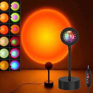 Flanney Sunset Lamp – 12 in 1 Projection Sun Lamp Create a Romantic Light with Rainbow, Sunset, Sunset Red and Sun Effect