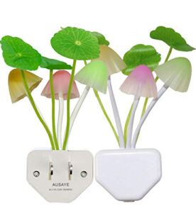 2Pack Led Sensor Night Light Plug-in Wall Lamps Color Changing,AUSAYE Mushroom Night Lights for Kids Adults Stocking Stuffers Ideas Birthday Gift Cute NightLight Christmas Gifts