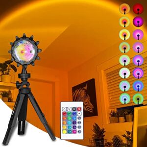 Sunset Lamp Projection Lamp USB Sunset Projector Lamp Night Light, 16 Colors 180 Degree Rotation Color Changing Projection Light for Photography, Bedroom, Living Room, Party (JORETLE)