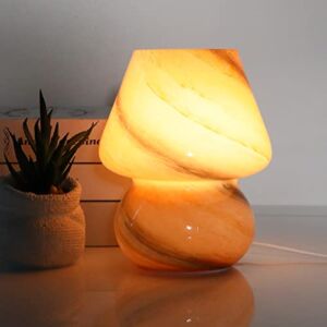 Mushroom Lamp for Bedrooms,Translucent Glass Table Lamps Mushroom Night Light with 3 Color Aesthetic Lamp for Birthday Gift Living Bedroom Decor
