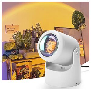 Sunset Lamp Sunlight Projection Lamp 12W, USB Sun Lamp, LED Rainbow Light Night Lights Projector for Gifts Photography, Vlog, Party, Bedroom, Home Decor, Living Room, Tiktok Selfie