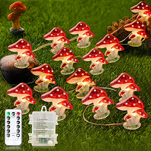 Mushroom LED 10 Feet 30 LED String Lights Battery Powered Fairy String Lights Halloween Christmas Wedding Indoor Bedroom Dormitory Courtyard Fence Decoration (8 Modes Mushroom) | The Storepaperoomates Retail Market - Fast Affordable Shopping