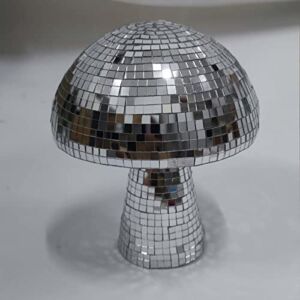 Mxkoso Mushroom Disco Ball for bar, Party, Room, Table Decor – Mirror Disco Ball Mushroom Shape Home Art Decorations (Silver 6 inch)