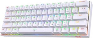 Redragon K630 Dragonborn 60% Wired RGB Gaming Keyboard, 61 Keys Compact Mechanical Keyboard with Tactile Brown Switch, Pro Driver Support, White