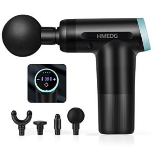 Mini Massage Gun,HMEDG Deep Tissue Percussion Muscle Massager for Pain Relief with 0.8lb,Customized time, Sigle-Hand Operation,8 Hours Using time, and Powerful Brushless Motor
