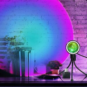 Sunset Lamp Projection Sunlight Lamp Night Light Projector with Adjustable Tripod Multiple Colors Night Light USB Charging for Living Room Bedroom Holiday Decoration (LLD0706-RB)