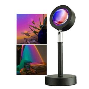 Sunset Projection Lamp, LHYCS Rainbow Projector Floor Lamp USB Powered Romantic LED Atmosphere Night Light 360 Degree Rotation for Bedroom Livingroom Party Bar Store (Multi-Colored-Rainbow)