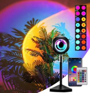 Sunset Lamp Projection,Gifts for Women,16 Colors LED Lights APP and Remote Control,360 Degree Rotation Sunset Projector Light,Atmosphere Lamp for Photography/Selfie/Home/Party/Bedroom Decor