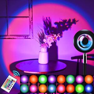 Sunset Lamp Projector Sunlight Lamp Night Light-16 Colors with Remote Control Rainbow Photography/Selfie/Home/Living Room/Bedroom Decor