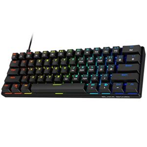 Black Shark 60% Mechanical Gaming Keyboard, RGB Backlit Mini Wired Keyboard with Blue Switches, Fully Programmable 61 Keys Compact Keyboard for Windows Laptop PC, Sixgill K4
