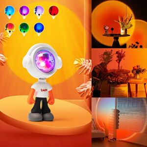 wokuya Romantic Hercules Sunset Lamp Projector Multi Color Sunset Lights for Bedroom, Rainbow Projection Lights for Kids,Ideal for Live Broadcast Party&Room Decor Birthday Holiday Gifts (7Colors)