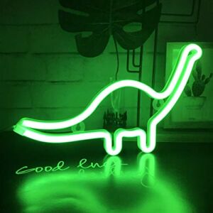 QiaoFei Cute Dinosaur Night Light for Kids Gift’s LED Dinosaur Neon Signs Dino Lamp for Wall Decor Bedroom Decorations Home Party Holiday Decor Battery or USB Operated Table Night Light Signs