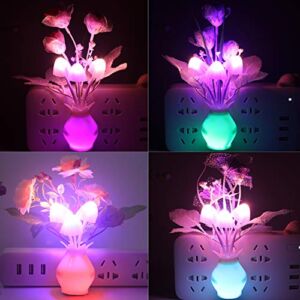 4 Pack Plug in LED Night Light, Warmstor 0.5W Energy Saving Lamp Tulip Clove Pomegranate Flower Mushroom Nightlight Auto Dusk to Dawn Sensor for Kid Adult Bedroom,Living Room,Bathroom,Kitchen,Hallway