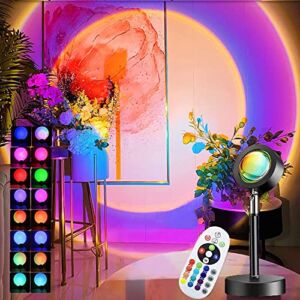 Sunset Lamp Projection Led Light,16 Colors Switchable Sunset Projection Lamp, 180 Degree Rotation Sunset Lamp, Romantic Projector for Home Party Living Room Bedroom Decor (Multi-Colored)