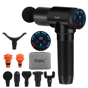 Oreiic Massage Gun deep Tissue,High Percussion Muscle Back Neck Massager for Athletes Pain Relief,Therapy Massage Gun with 30 Speed& 8 Heads Handheld(Black)