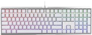 Cherry MX 3.0 S Wired Mechanical Gaming Keyboard. Aluminum Housing Built for Gamers w/MX Red Silent Switches. RGB Backlit Color Display Over 16m Colors. from The Makers of MX. Full Size. Pure White.